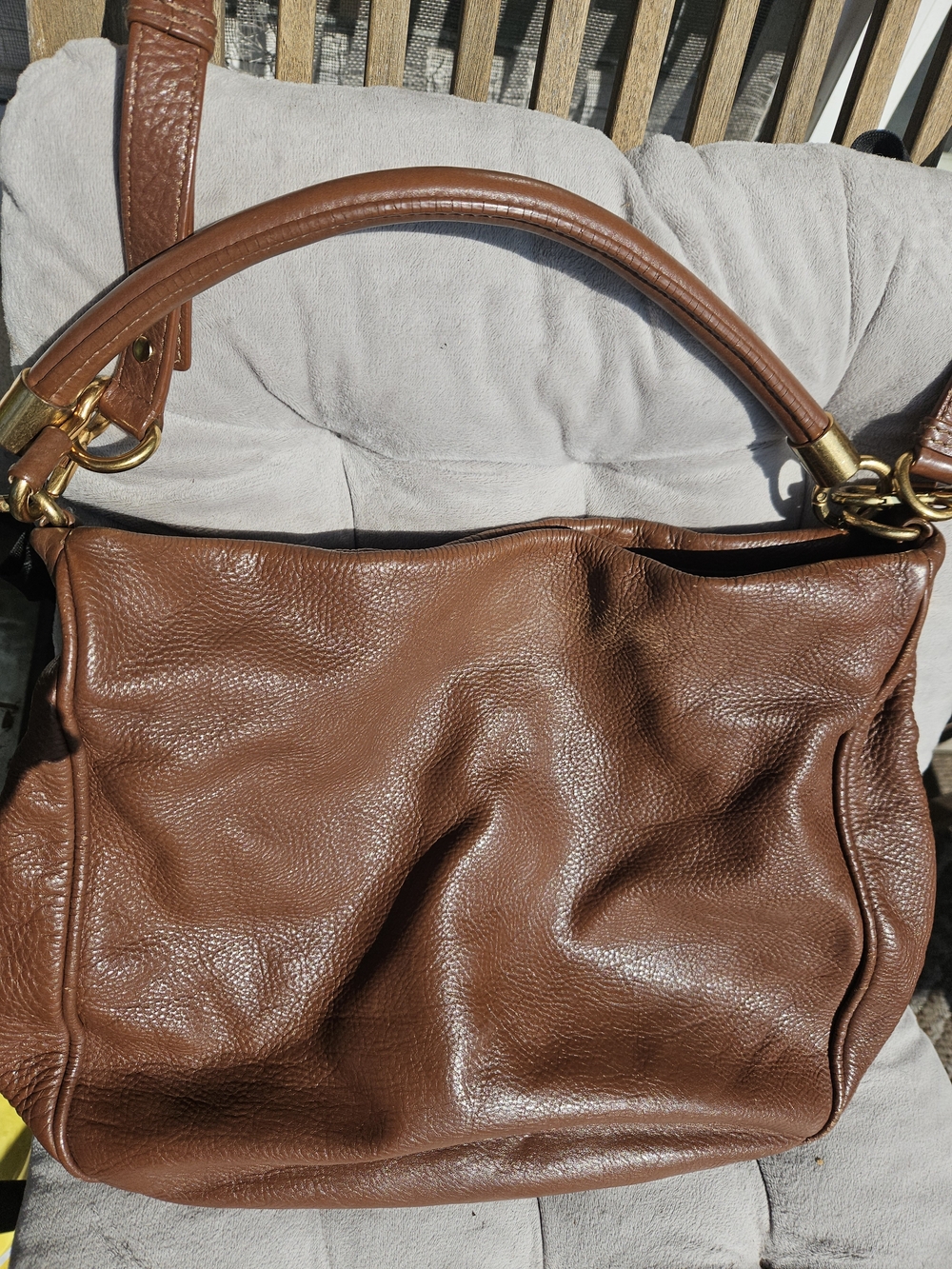 Marc Jacobs Cognac Leather Shoulder Bag with Gold Hardware - Picture 3 of 6